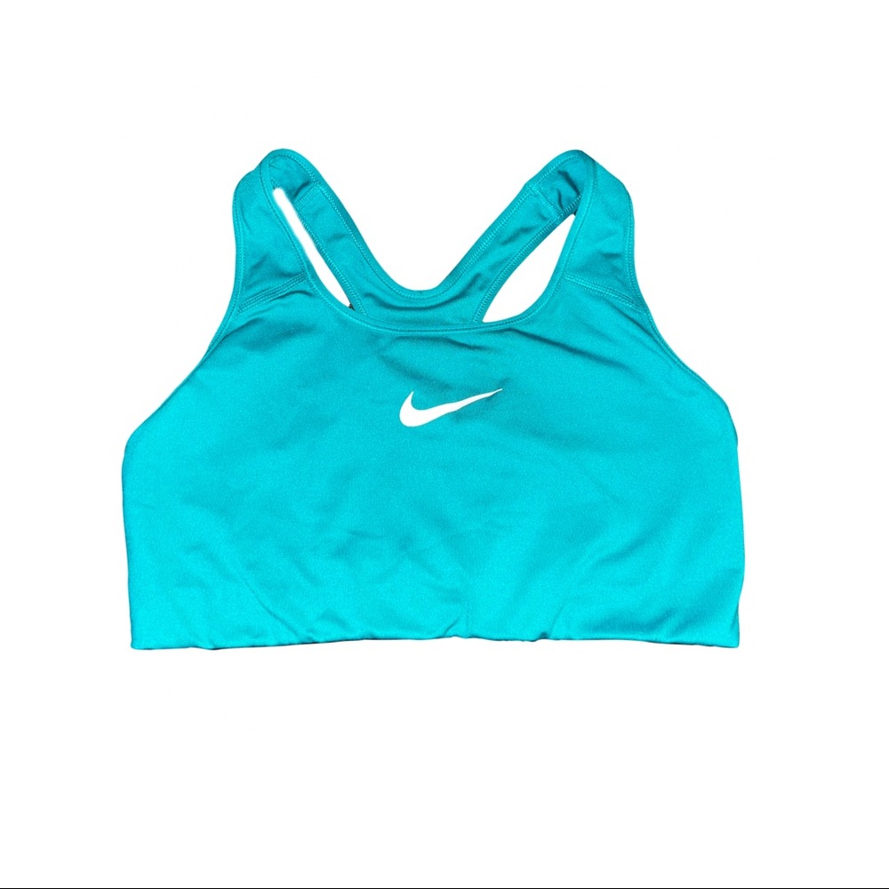 green Nike sports bra, size M